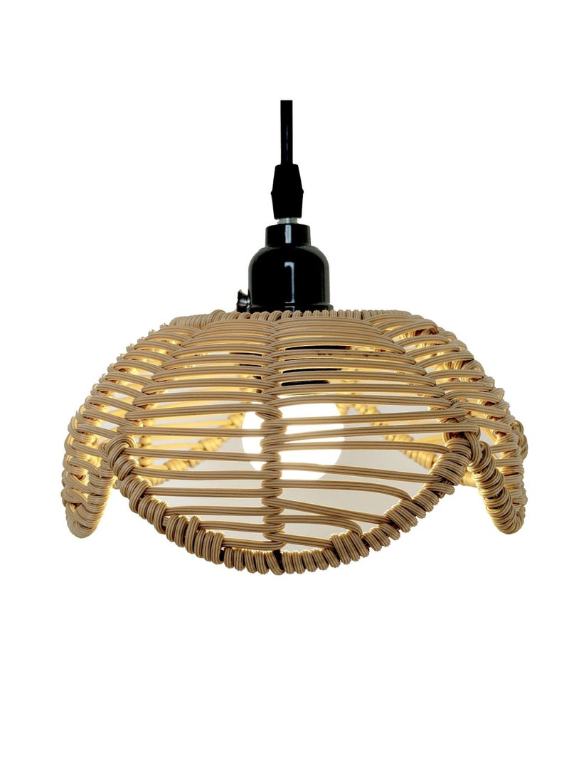 Mei Lifestyle Hand Woven Rattan Cage Pendant Light Cover with Aesthetic Design (Size 25x30CM)  - Image 5