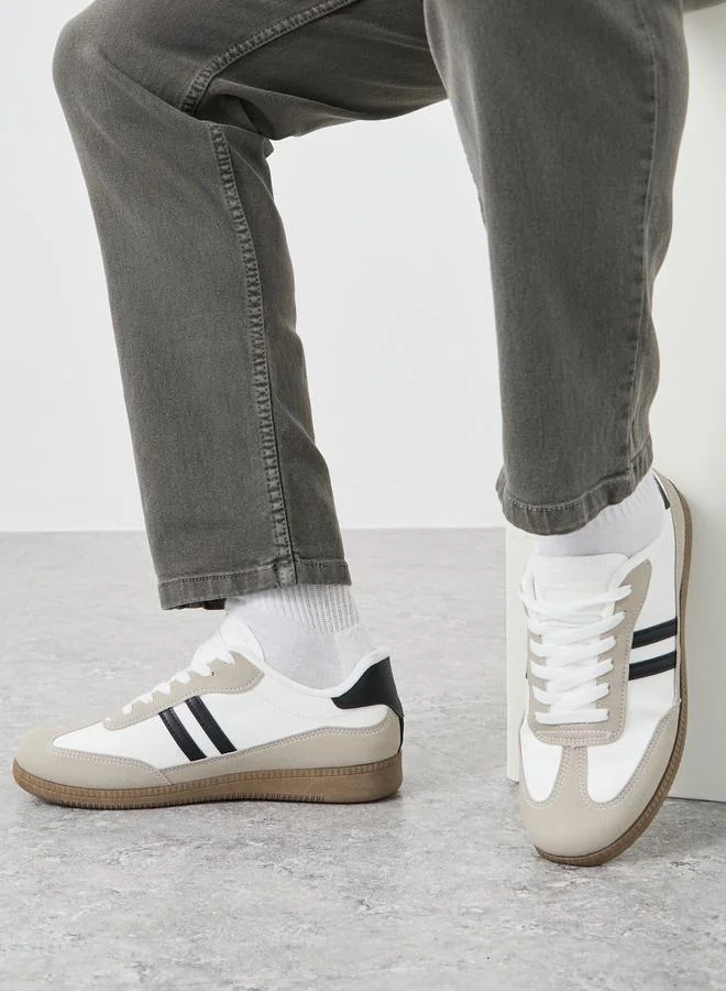 Styli Styli Striped Panelled Lace Up Sneakers