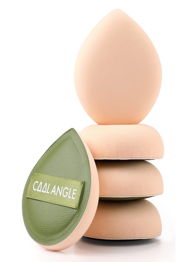 COOL-ANGLE 5Pcs Makeup Sponge For Foundation Concealer And Powder, Latex Free Blender Sponge For Natural And Easy Makeup Soft Long-lasting And Beginner-friendly, Green, Medium - Image 1