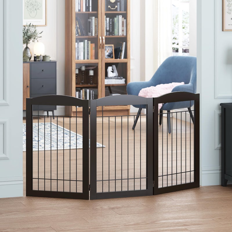 Spirich Freestanding Wire Pet Gate for Dogs 30 inches Tall Dog Gate for The Houes Doorway Stairs Pet Puppy Safety Fence 3 Panels