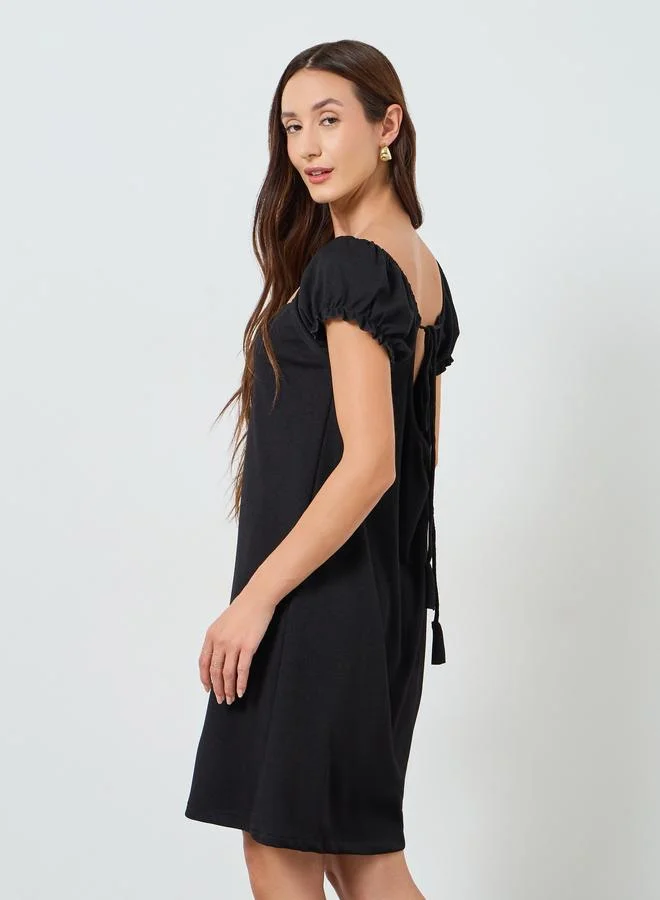 Maxim Creation  Women Black Square Neck Mini Dress for Women | Best Price UAE