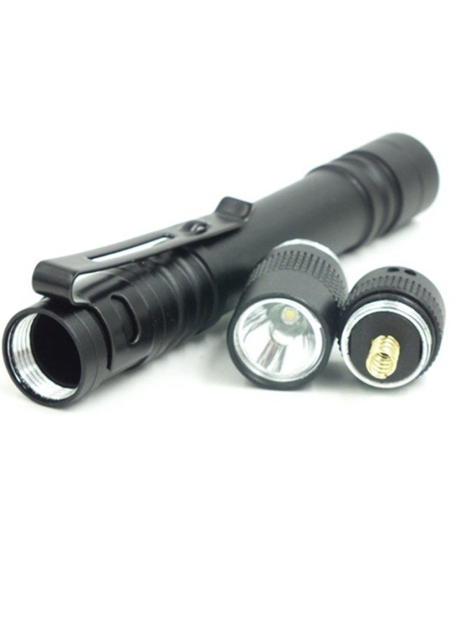 No.7 Mini Pen-shaped Flashlight Aluminum Alloy Waterproof Clip Gift Light Handheld Aaa Battery Torch Small Led Flashlight-Color:12.8cm Long 2 Section Flashlight White Light - Image 5