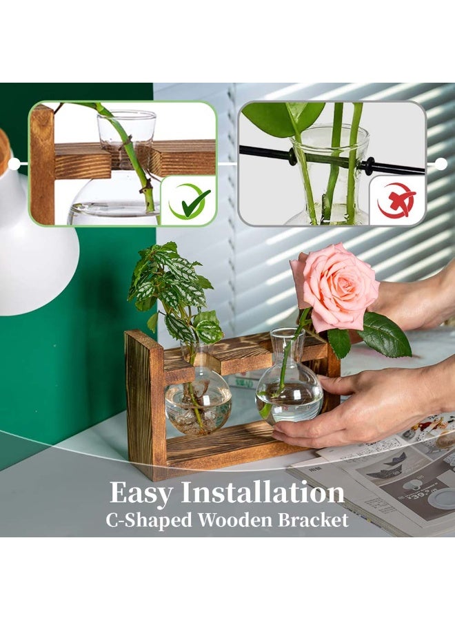 Creative Wooden Frame Hydroponic Propagation Station – Handcrafted Glass Flower Vase for Succulent & Plant Growth | Perfect for Indoor Greenery, Floral Arrangements, and Home Décor | Ideal Gift for Plant Lovers - Image 2