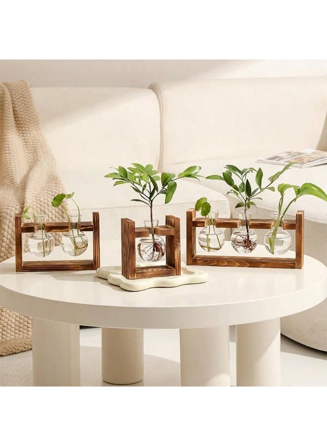 Creative Wooden Frame Hydroponic Propagation Station – Handcrafted Glass Flower Vase for Succulent & Plant Growth | Perfect for Indoor Greenery, Floral Arrangements, and Home Décor | Ideal Gift for Plant Lovers - Image 3