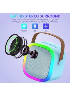 DMG TECH Mini Karaoke Machine Portable Bluetooth Speaker With Wireless Microphone Magic Voices And Colorful Led Lights Wireless Bluetooth Karaoke Microphon For For Kids And Adults Blue  - Image 2