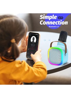 DMG TECH Mini Karaoke Machine Portable Bluetooth Speaker With Wireless Microphone Magic Voices And Colorful Led Lights Wireless Bluetooth Karaoke Microphon For For Kids And Adults Blue  - Image 4