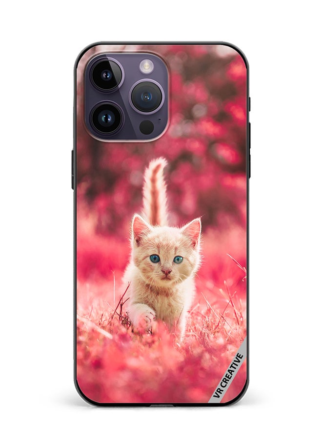VR CREATIVE Protective Case Cover For Apple iPhone 16 Pro Max Red Blossom Cat Design Multicolour