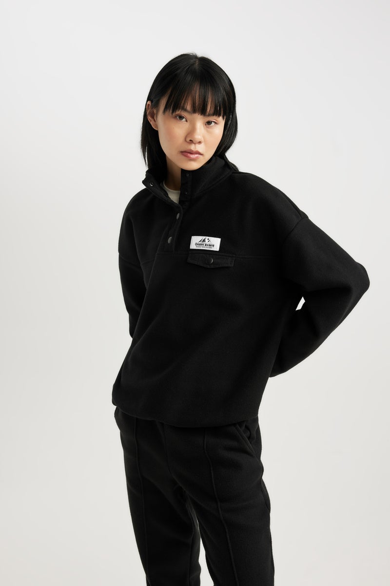 DeFacto Woman Loose Fit Fleece Sweatshirt - Image 4