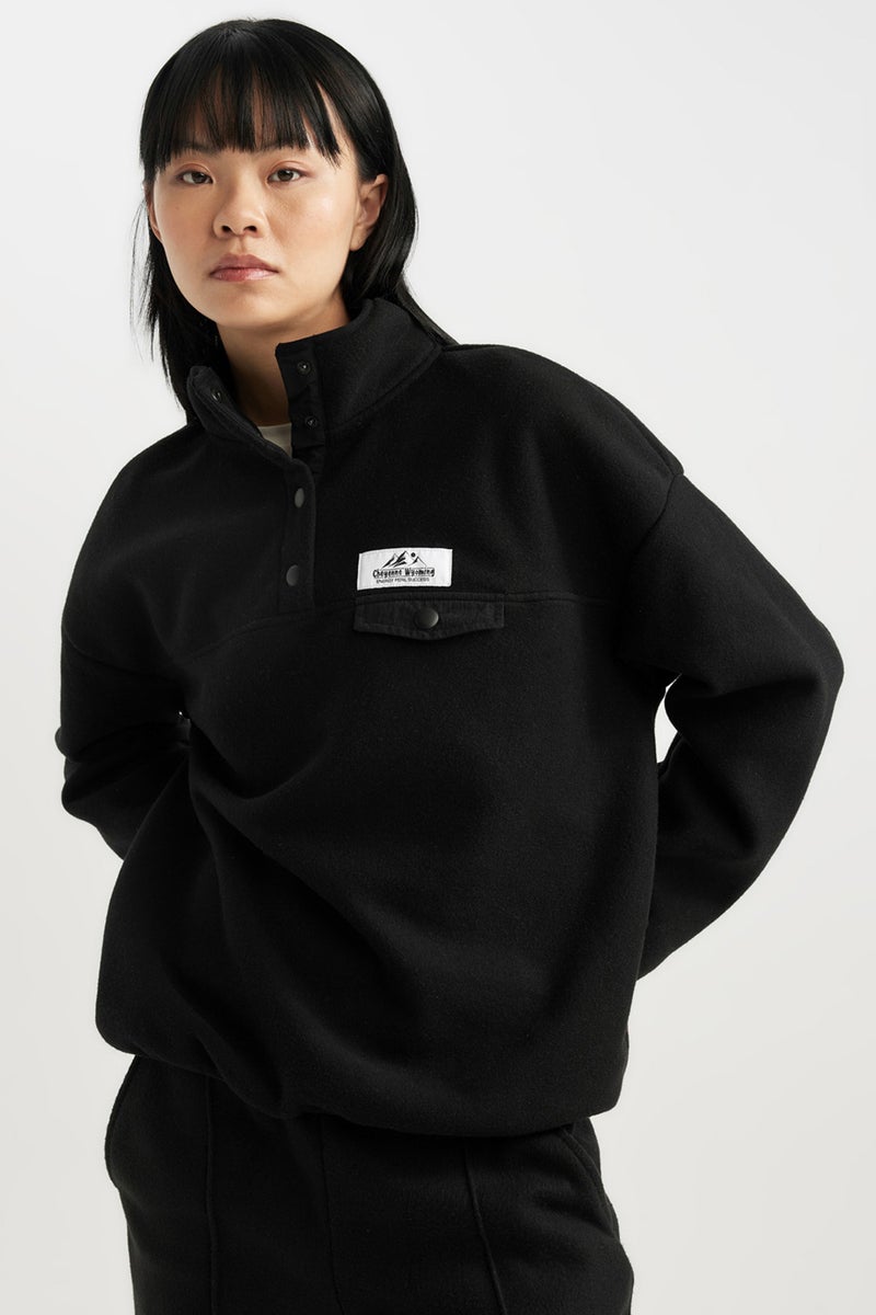 DeFacto Woman Loose Fit Fleece Sweatshirt - Image 1