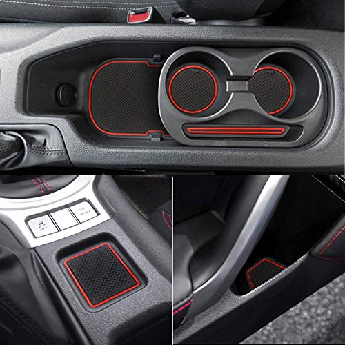 Auprite Anti Dust Mats for Toyota 86 Subaru BRZ Scion FR-S 2013-2020, Custom Fit Cup Holder Liners Mats Door Pocket Center Console Liners (Red/8Pcs) - Image 1