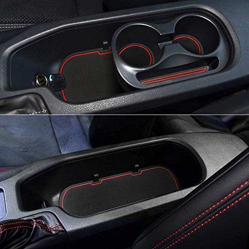Auprite Anti Dust Mats for Toyota 86 Subaru BRZ Scion FR-S 2013-2020, Custom Fit Cup Holder Liners Mats Door Pocket Center Console Liners (Red/8Pcs) - Image 2