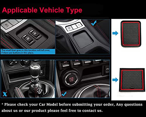 Auprite Anti Dust Mats for Toyota 86 Subaru BRZ Scion FR-S 2013-2020, Custom Fit Cup Holder Liners Mats Door Pocket Center Console Liners (Red/8Pcs) - Image 5