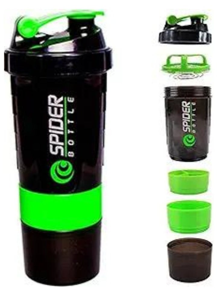 SPIDER Protein Shaker Bottle with Non Slip 3 Layer Twist Off - Green, 500 ml  - Image 1