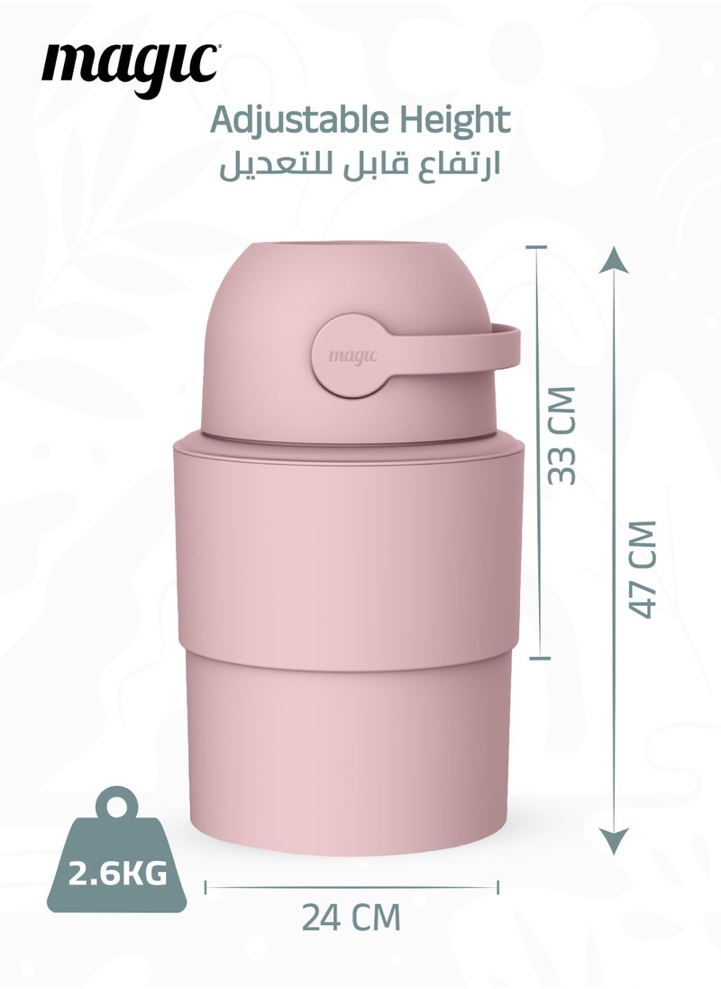 Magic HEKA M Diaper Pail | Odorless & Telescopic | 35 Diaper Capacity | 33 CM to 47 CM Adjustable Height | 2nd Life Concept: Converts to Potty Trainer, Kitchen Waste Bin, or Toilet Lid | Free Roll of 15 Bags  - Image 5