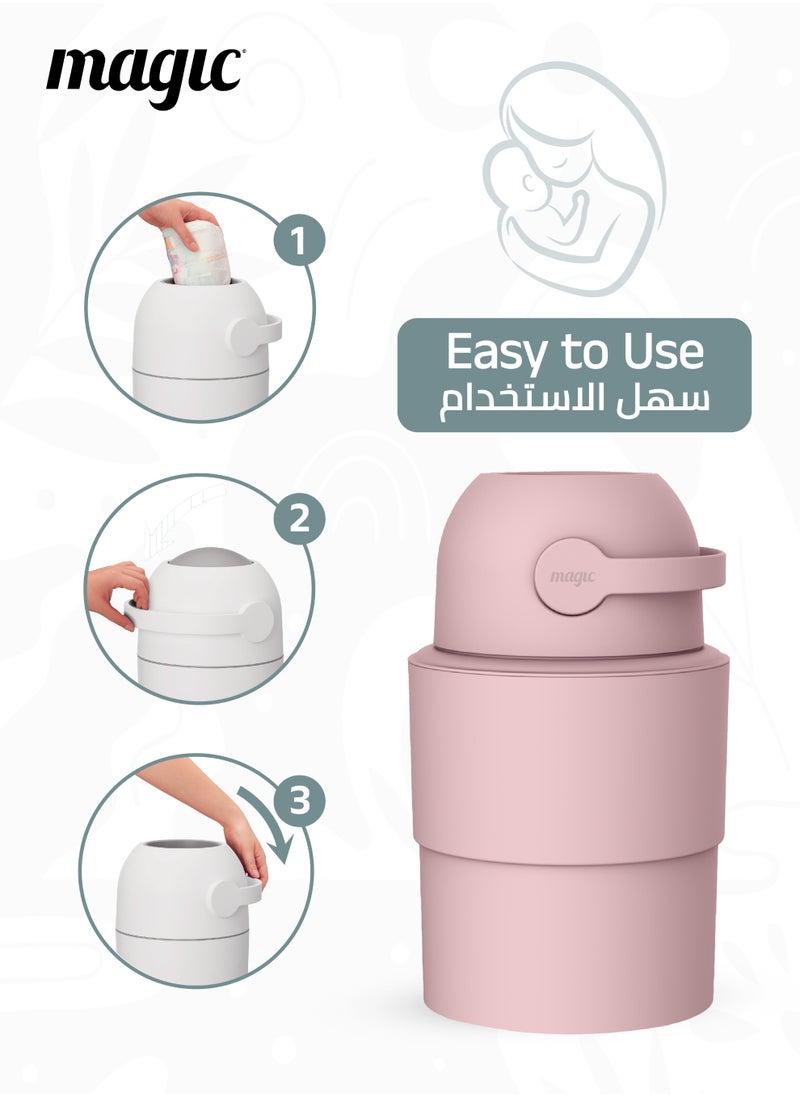 Magic HEKA M Diaper Pail | Odorless & Telescopic | 35 Diaper Capacity | 33 CM to 47 CM Adjustable Height | 2nd Life Concept: Converts to Potty Trainer, Kitchen Waste Bin, or Toilet Lid | Free Roll of 15 Bags  - Image 4