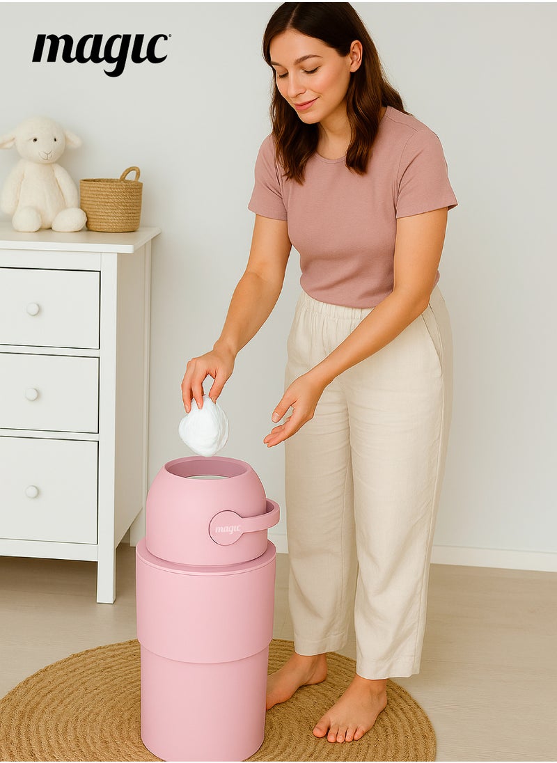 Magic HEKA M Diaper Pail | Odorless & Telescopic | 35 Diaper Capacity | 33 CM to 47 CM Adjustable Height | 2nd Life Concept: Converts to Potty Trainer, Kitchen Waste Bin, or Toilet Lid | Free Roll of 15 Bags  - Image 2