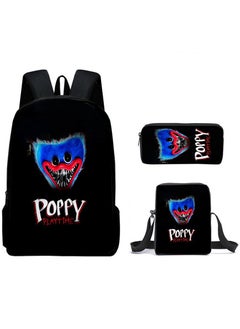 NIBEMINENT Cartoon printed three piece backpack for primary and secondary school students, anime backpack, shoulder bag, pencil case  - Image 1