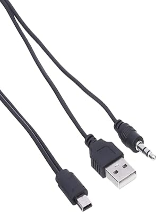 Keendex 1775 2 in 1 a to b usb cable with aux connector, 20 cm - black