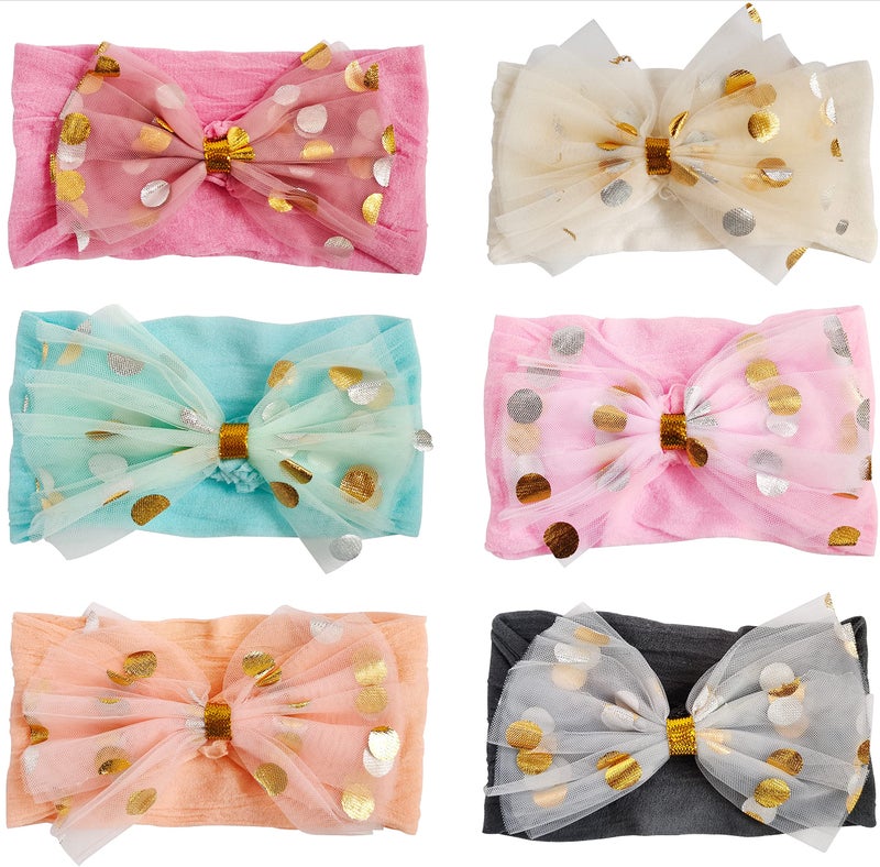 ANNACREATIONS ANNA CREATIONS premium Designer Soft Flower Bow hairband Headband Hair Accessories for Baby Girls, baby girl kids hairband headbands elastic hair accessory,Pack of 6 - Multicolor - Image 1