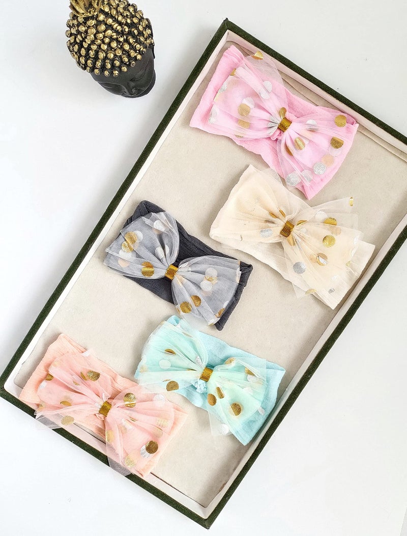 ANNACREATIONS ANNA CREATIONS premium Designer Soft Flower Bow hairband Headband Hair Accessories for Baby Girls, baby girl kids hairband headbands elastic hair accessory,Pack of 6 - Multicolor - Image 5