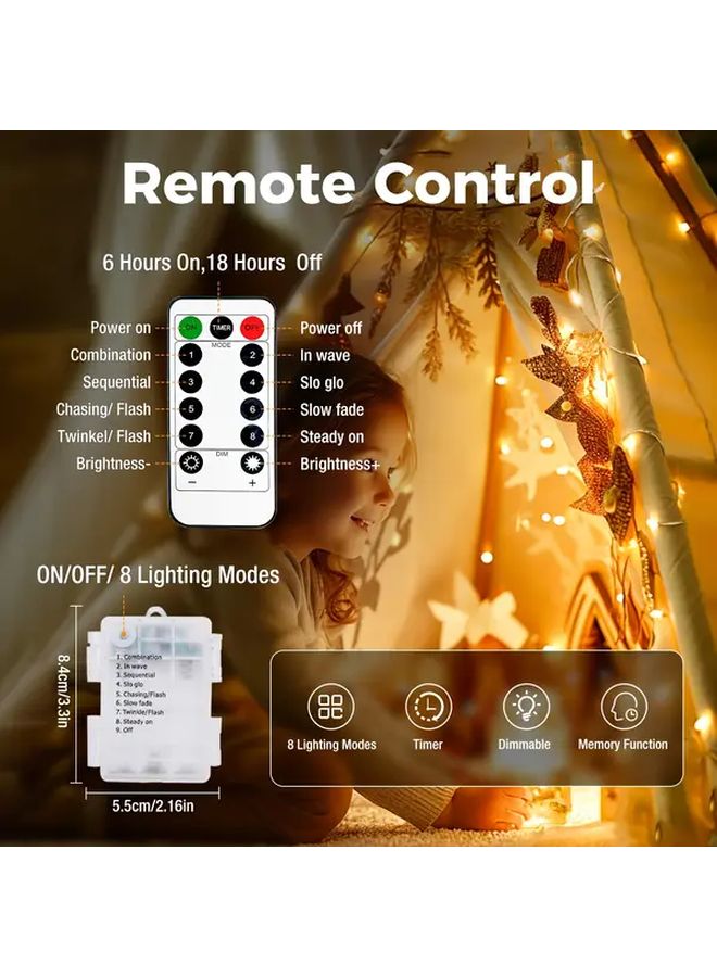 Warm White LED Fairy Lights With Remote Timer 200LED 787.4 Inch For Indoor Decor - Image 3
