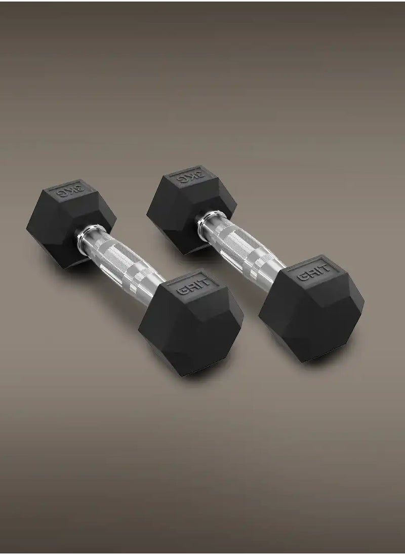 GRIT GRIT Hex Dumbbells - 3 kg Pair  - Image 1