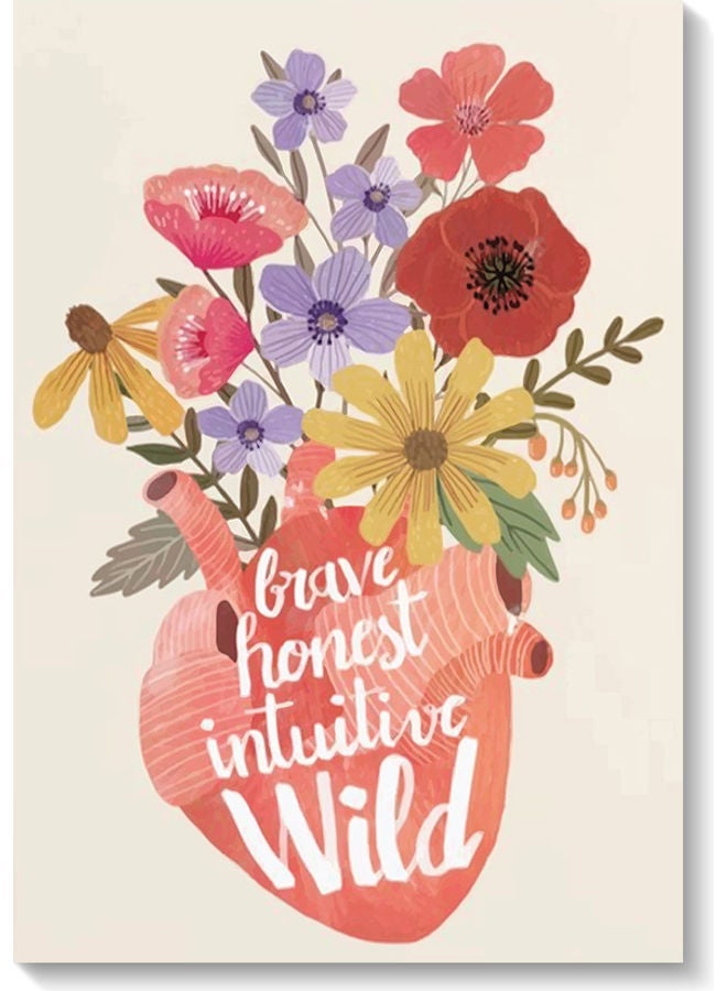 RYN Heart And Flowers Printed Wall Art Multicolour 40x60cm - Image 1