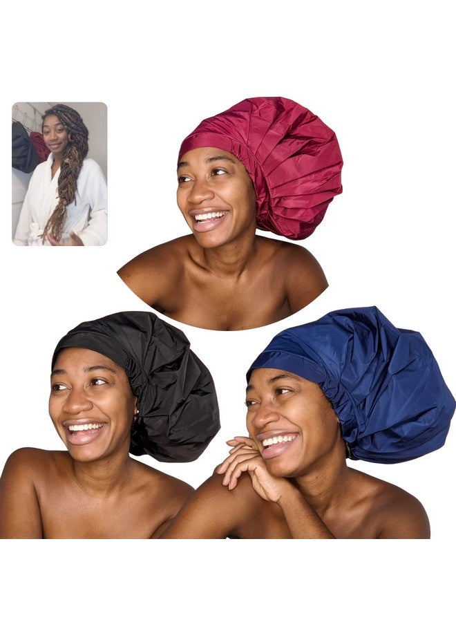TTAT Try This an That Ttat Shower Cap Jumbo Size For Men & Women With Afro Long Dreadlocks Locs Box Braids Coily Voluminous & Long Hair Waterproof Washable Reusable & Adjustable (Blue) - Image 3