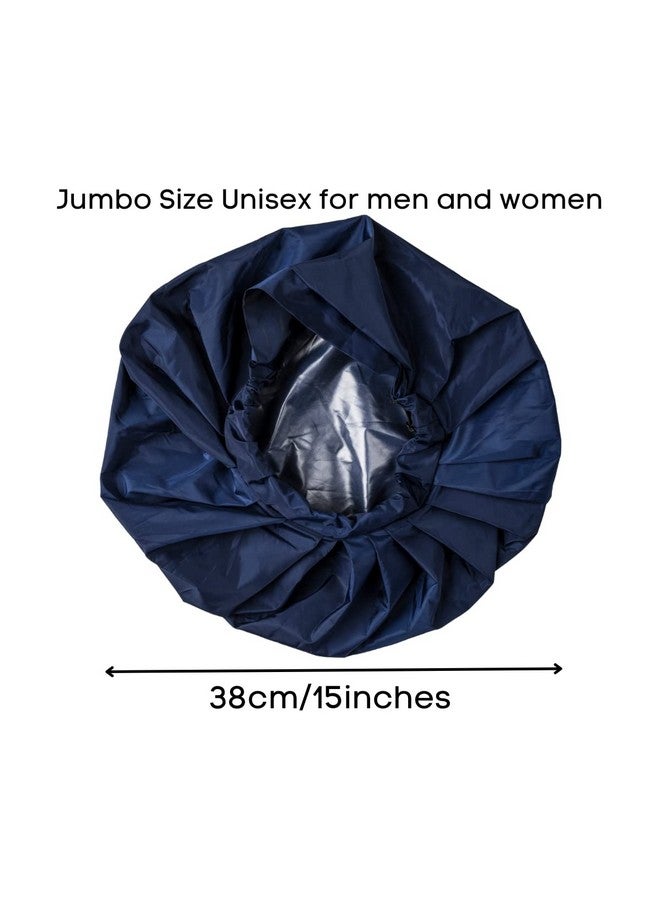 TTAT Try This an That Ttat Shower Cap Jumbo Size For Men & Women With Afro Long Dreadlocks Locs Box Braids Coily Voluminous & Long Hair Waterproof Washable Reusable & Adjustable (Blue) - Image 4