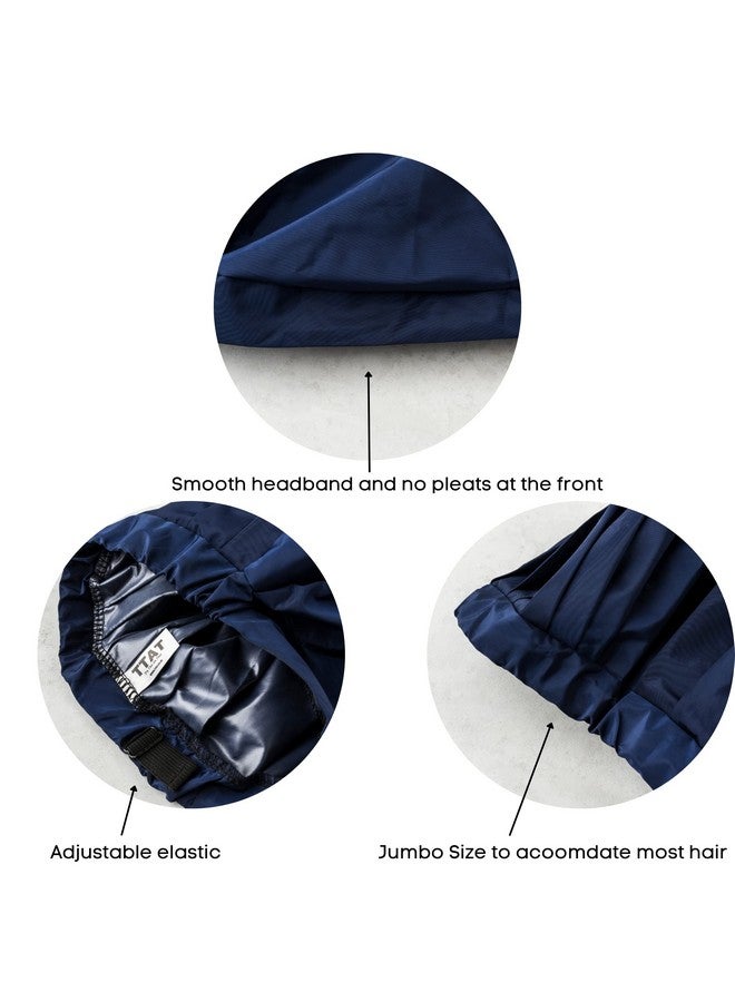 TTAT Try This an That Ttat Shower Cap Jumbo Size For Men & Women With Afro Long Dreadlocks Locs Box Braids Coily Voluminous & Long Hair Waterproof Washable Reusable & Adjustable (Blue) - Image 5