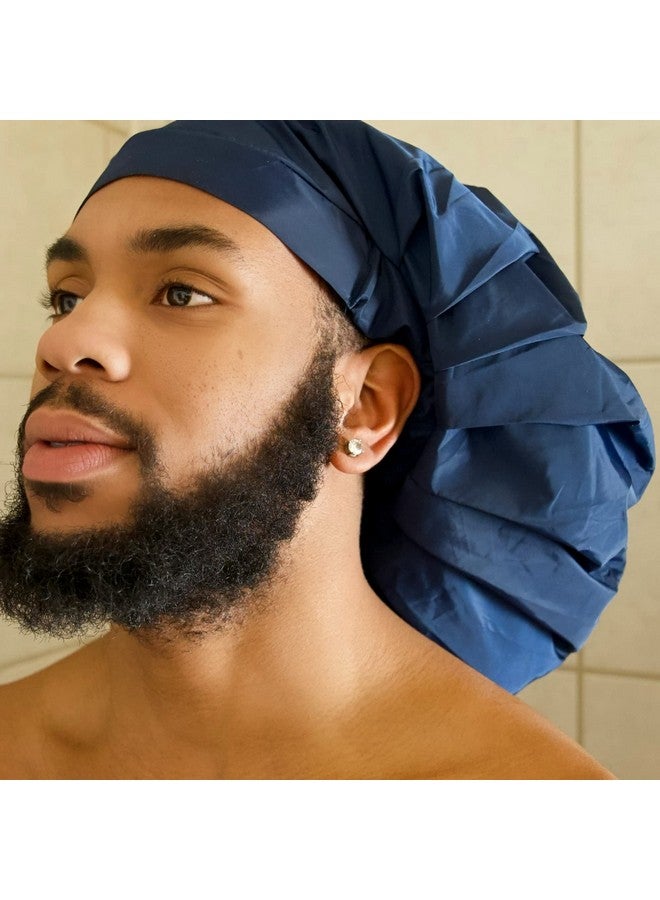 TTAT Try This an That Ttat Shower Cap Jumbo Size For Men & Women With Afro Long Dreadlocks Locs Box Braids Coily Voluminous & Long Hair Waterproof Washable Reusable & Adjustable (Blue) - Image 2