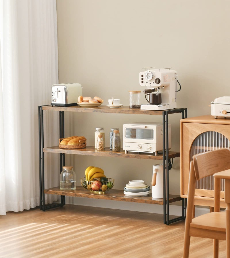 HCHQHS 3-Tier Rustic Wood and Metal Industrial Bookcase - 40in, for Home Office, Bedroom, Kitchen, Bathroom - Image 2