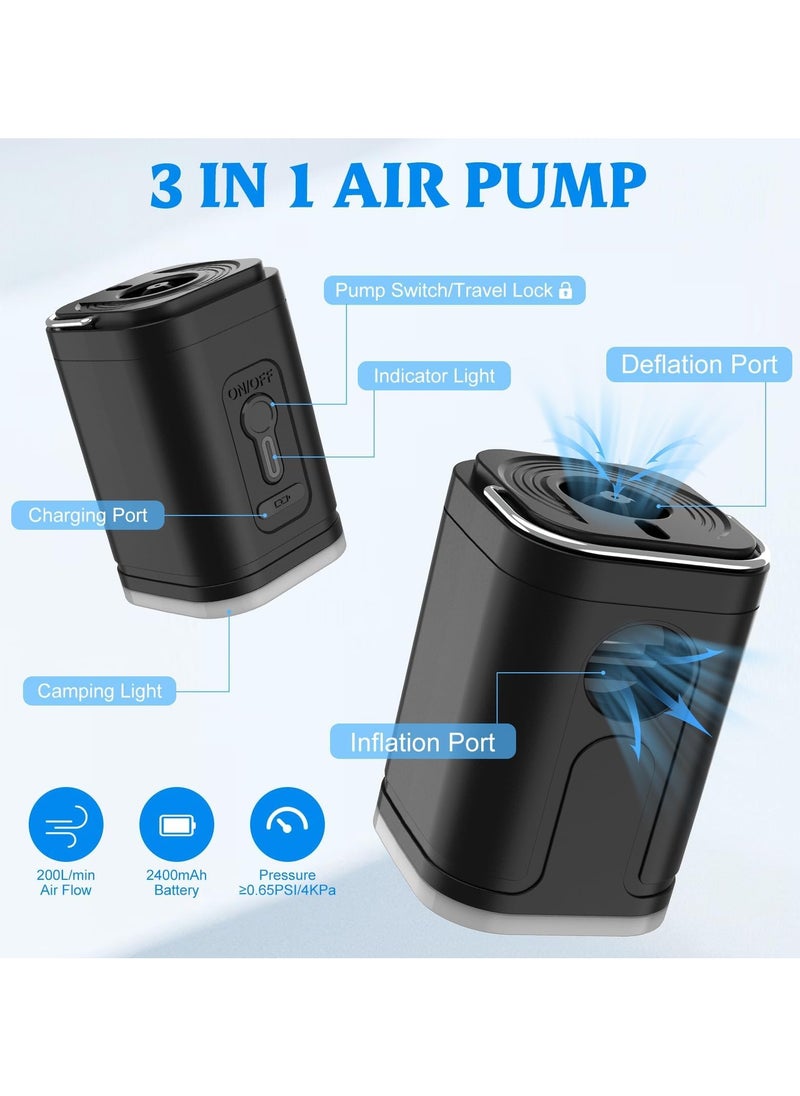Alruht - Electric air Pump for Inflatables, Portable Rechargeable Mini Pump with 1200mAh Battery for Air Mattress Couch Pool Floats,Blow Up Pool Raft Bed Boat Toys,Vacuum Bags,Yoga Exercise Ball,Hopper Balls - Image 1