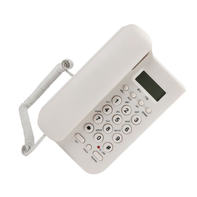 Wired Landline Telephone: White FSK DTMF Dual System - 30 Incoming 10 Outgoing Call Storage Call Number Check Music Pause Indicator Light for Home Office UK Telephone Line - Image 1