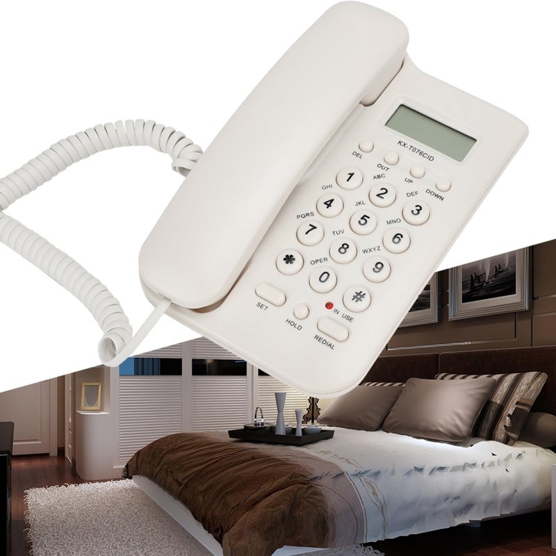 Wired Landline Telephone: White FSK DTMF Dual System - 30 Incoming 10 Outgoing Call Storage Call Number Check Music Pause Indicator Light for Home Office UK Telephone Line - Image 4