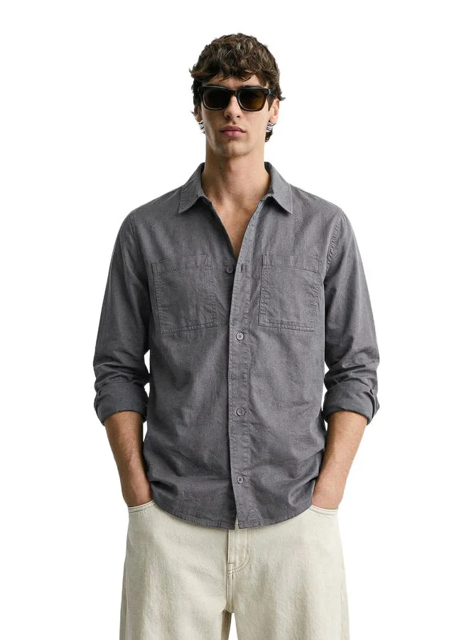 The Indian Garage Co Men Regular Fit Solid Cutaway Collar Full Sleeves Shirt