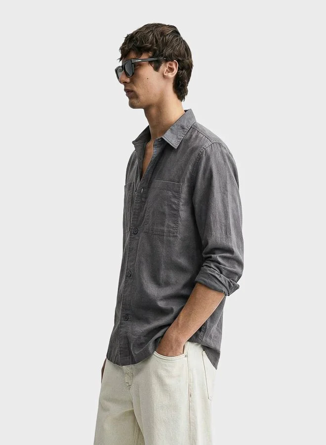 The Indian Garage Co Men Regular Fit Solid Cutaway Collar Full Sleeves Shirt