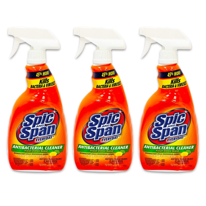Spic & Span Cleaner 3 Pack - Bundle with 3 All Purpose Cleaner 22 Oz Bottles for Everyday Cleaning (Citrus Cleaner Degreaser)
