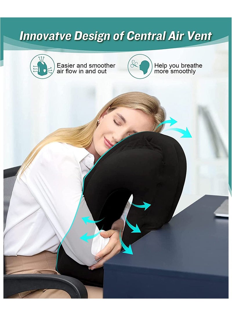 ZERIFAM Inflatable Travel Pillow, Portable Head Neck Pillow for Sleeping to Avoid Neck and Shoulder Pain, Support Head, for Airplanes, Trains, Cars and Office Napping with Drawstring Bag(Black) - Image 4