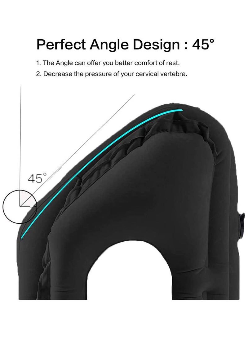 ZERIFAM Inflatable Travel Pillow, Portable Head Neck Pillow for Sleeping to Avoid Neck and Shoulder Pain, Support Head, for Airplanes, Trains, Cars and Office Napping with Drawstring Bag(Black) - Image 2