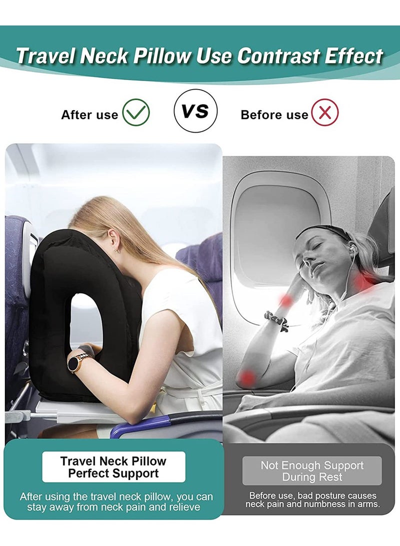 ZERIFAM Inflatable Travel Pillow, Portable Head Neck Pillow for Sleeping to Avoid Neck and Shoulder Pain, Support Head, for Airplanes, Trains, Cars and Office Napping with Drawstring Bag(Black) - Image 5