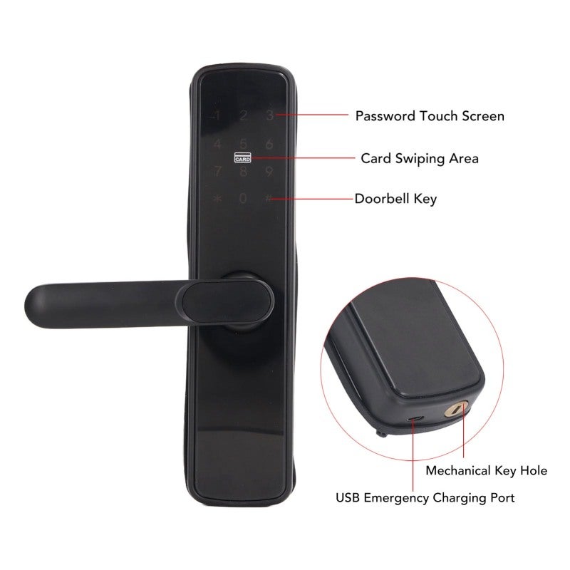 Smart Lock: 4 AA Battery Powered, Multi-Unlock Methods, Temporary Password & Remote Access - Easy Installation, Durable Design Smart Lock for Home, Hotel, Apartment, Rental Room & Dormitory - Image 4