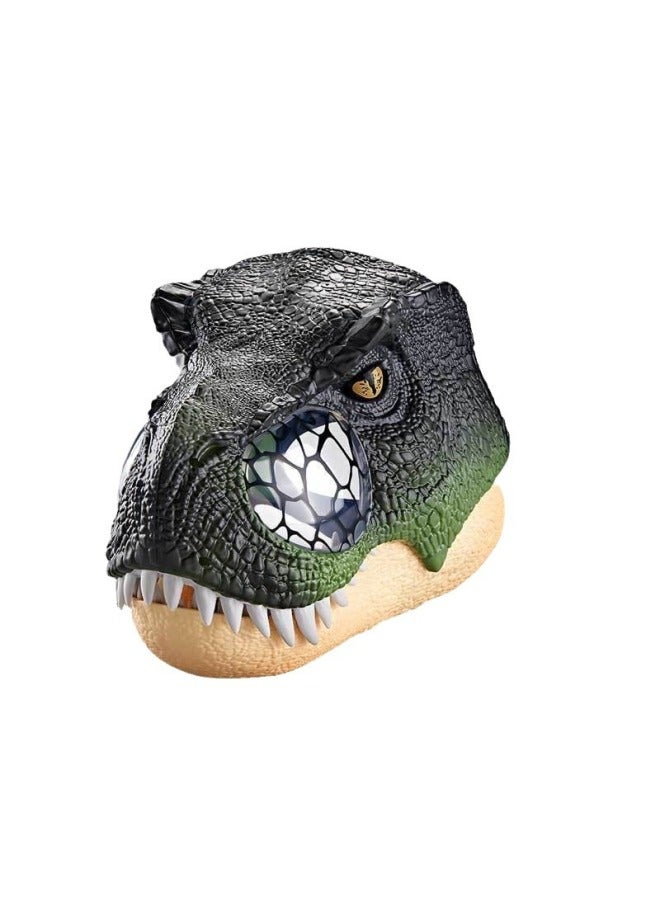 Loquat Tyrannosaurus Rex Mask Children's Simulation Dinosaur Headgear Paw  Suit Boys Electric Toys Stall-Color:English Version Of Green Tyrannosaurus Rex (sound Effect + Movable Mouth)-Specifications:28*22 - Image 1