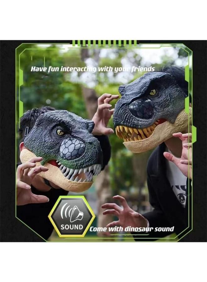 Loquat Tyrannosaurus Rex Mask Children's Simulation Dinosaur Headgear Paw  Suit Boys Electric Toys Stall-Color:English Version Of Green Tyrannosaurus Rex (sound Effect + Movable Mouth)-Specifications:28*22 - Image 3