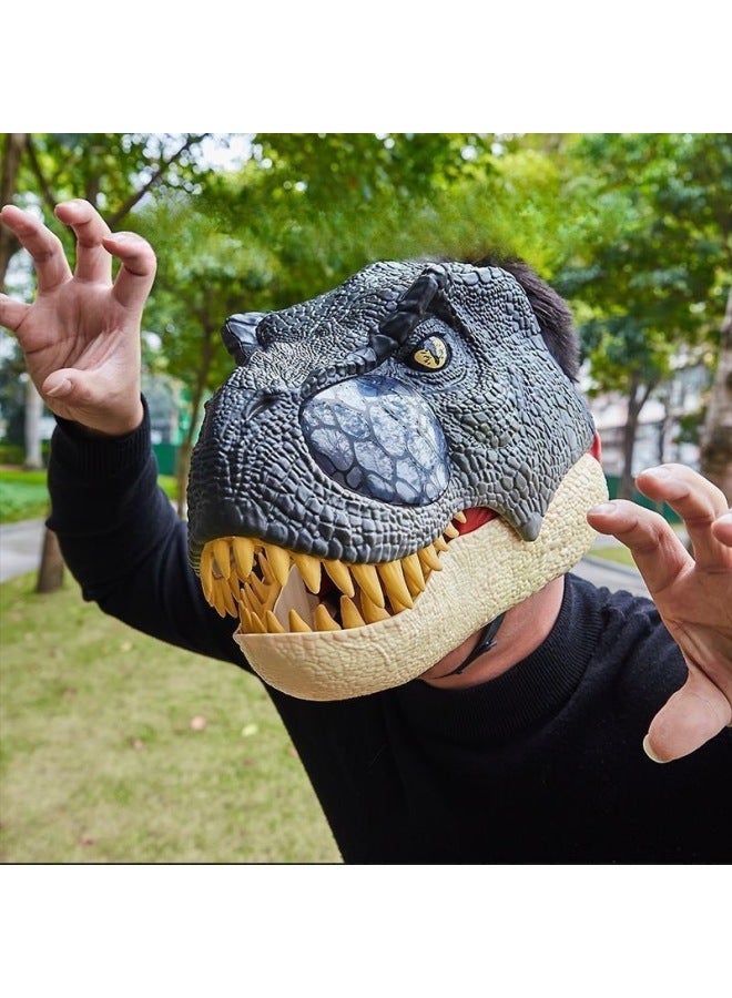 Loquat Tyrannosaurus Rex Mask Children's Simulation Dinosaur Headgear Paw  Suit Boys Electric Toys Stall-Color:English Version Of Green Tyrannosaurus Rex (sound Effect + Movable Mouth)-Specifications:28*22 - Image 2