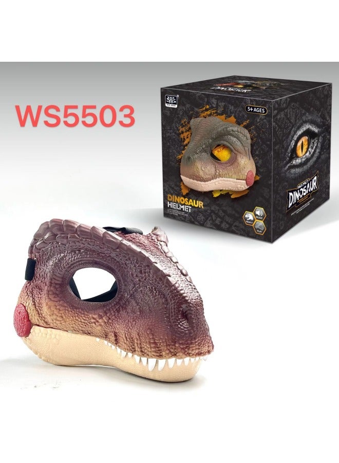 Loquat Tyrannosaurus Rex Mask Children's Simulation Dinosaur Headgear Paw  Suit Boys Electric Toys Stall-Color:English Version Of Green Tyrannosaurus Rex (sound Effect + Movable Mouth)-Specifications:28*22 - Image 5