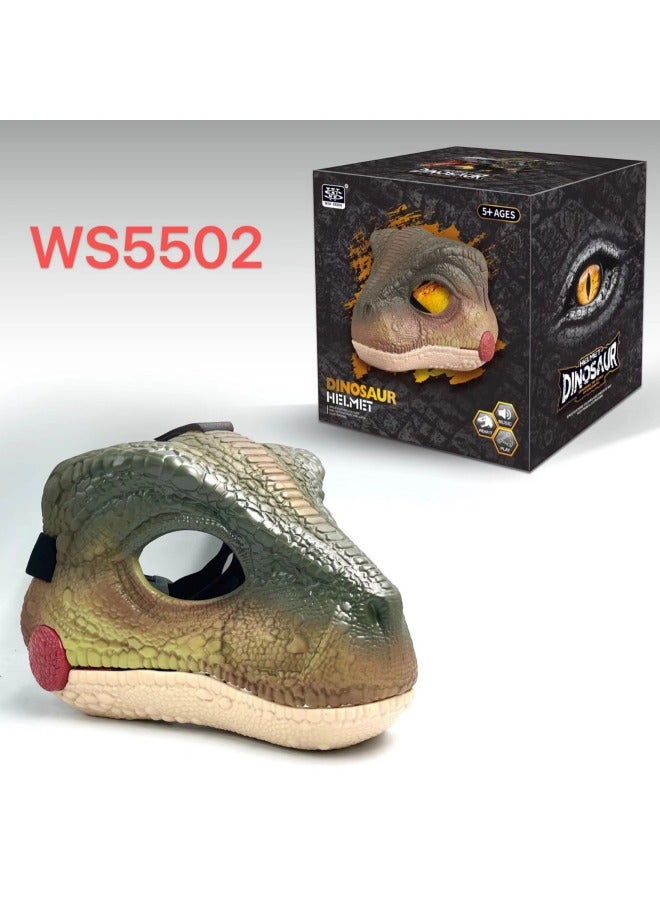 Loquat Tyrannosaurus Rex Mask Children's Simulation Dinosaur Headgear Paw  Suit Boys Electric Toys Stall-Color:English Version Of Green Tyrannosaurus Rex (sound Effect + Movable Mouth)-Specifications:28*22 - Image 4