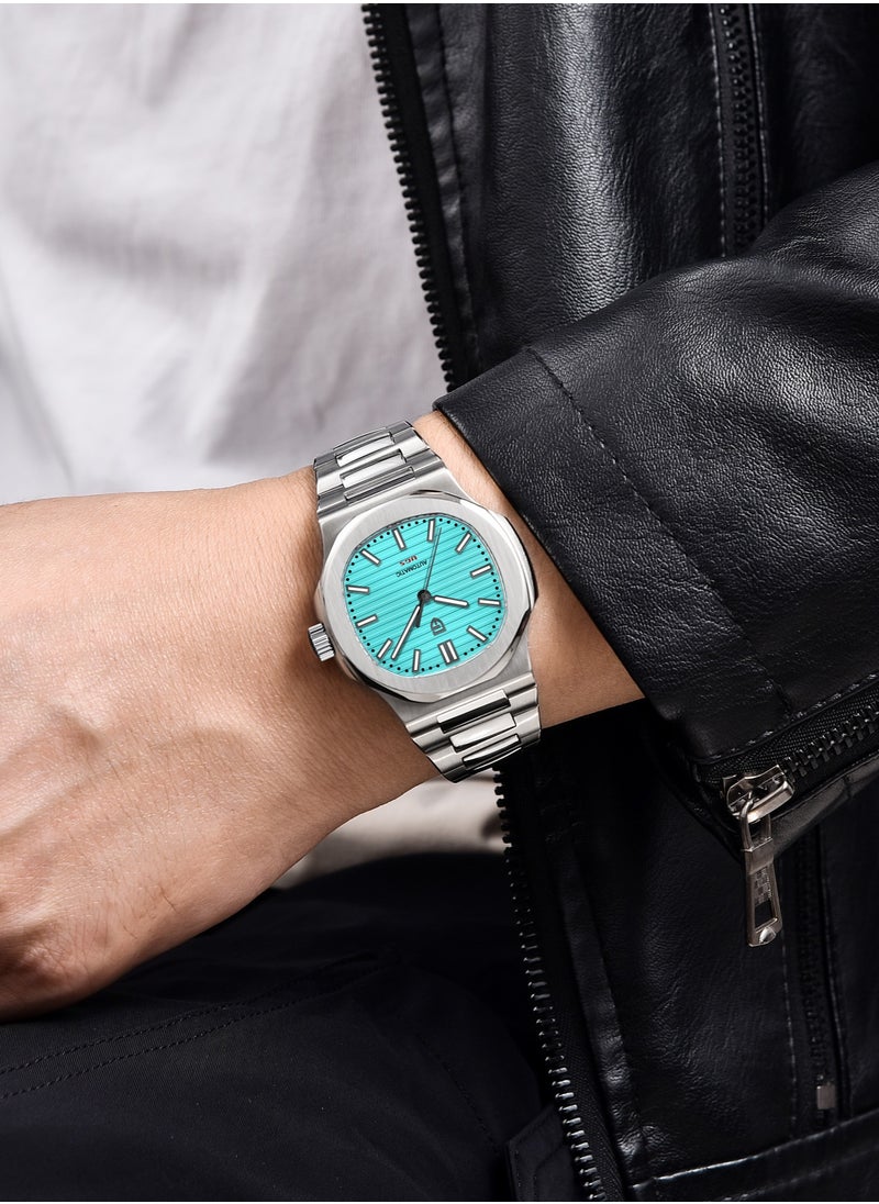 PAGANI DESIGN Men's Automatic Watches Stainless Steel Frame Structure Ice Blue Dial Silver Steel Band Sports Waterproof Fashion Elegant PD1728  - Image 4