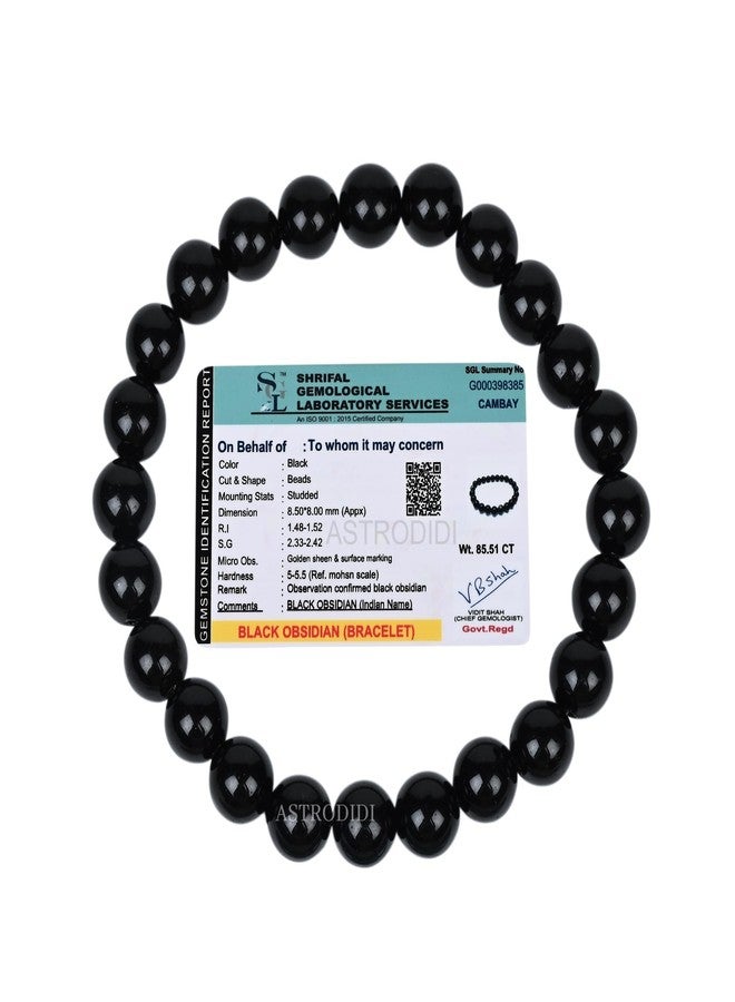 ASTRODIDI Natural Certified Black Obsidian Stone Bracelet for Men and Women | Help to Protection against Negative Energy, Enhances Mental Clarity and Focus, Supports Grounding and Stability - Image 2