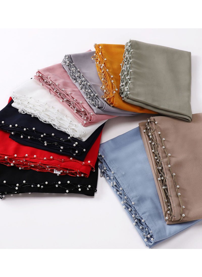 KUYING - Pearl Chiffon Unique Craft Muslim Scarf - Image 1